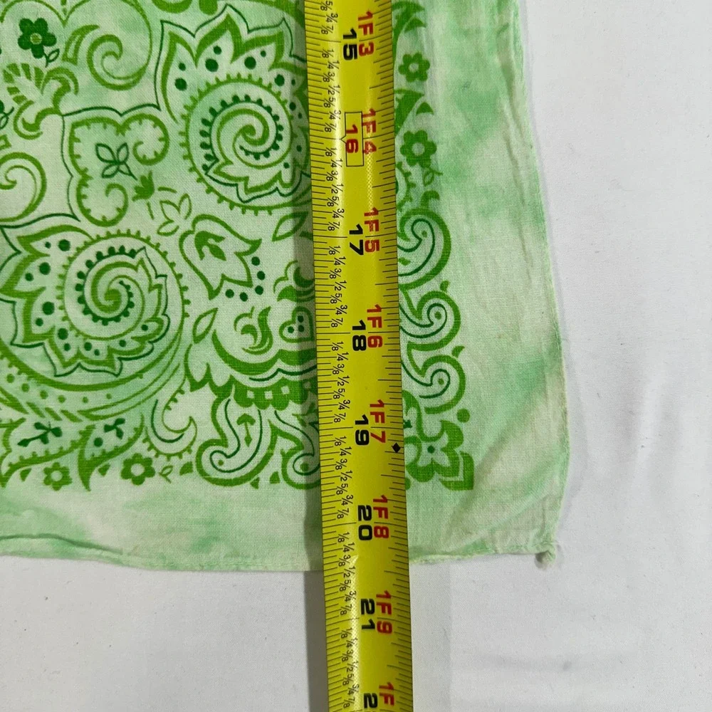 Vintage Fast Color RN 13962 Green Tie Dye Paisley Cotton Bandana Scarf 21x21
